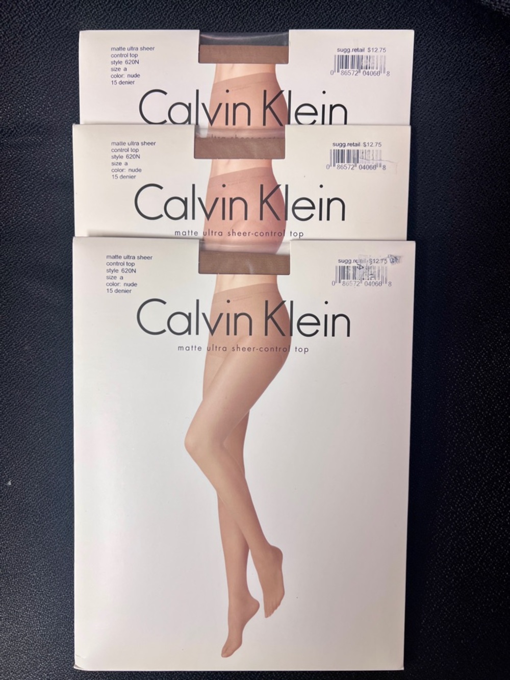 Calvin Klein Pantyhose Size A Nude Matte Ultra Sheer Control Top Set of 3 New